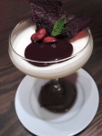 Panna cotta with dark chocolate dessert