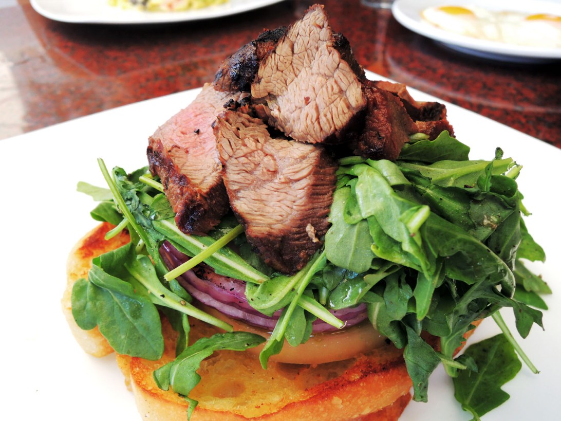 Open face steak sandwich